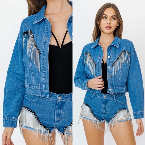 🦃 24 HOUR SALE🦃 Got The Blues Fringe Denim Jacket - Picture 6 of 10